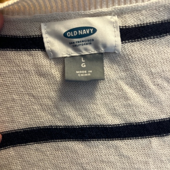 Large Nautical Hampton Old Navy Navy and White Cardigan - Picture 2 of 5